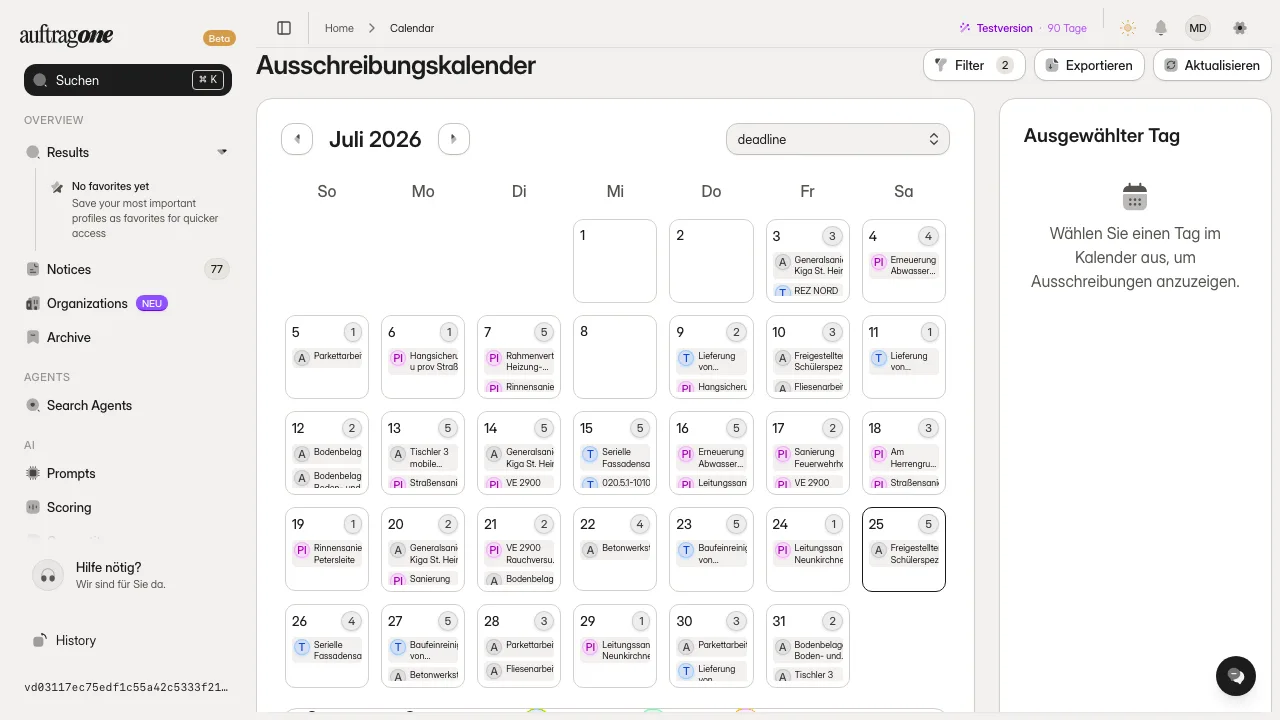 Ausschreibungskalender