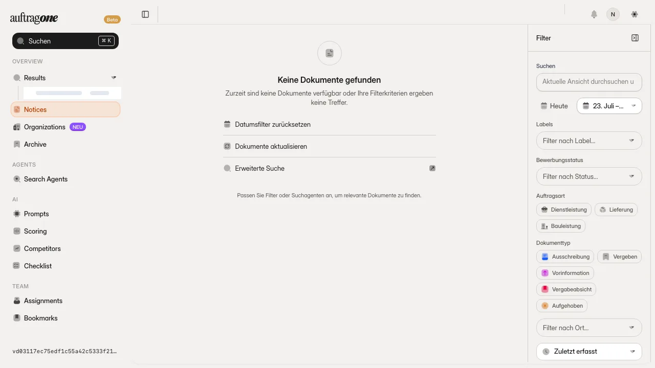 Filter-Sidebar der Suche