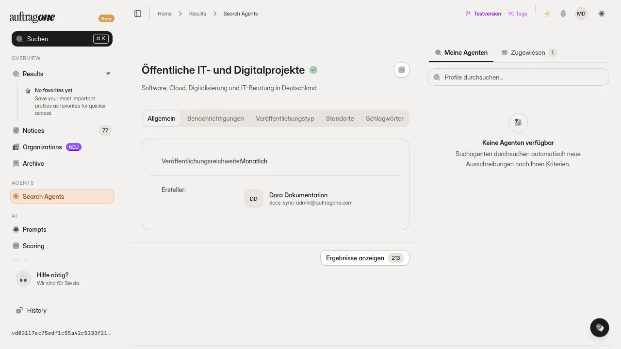 Suchagent als Vorlage